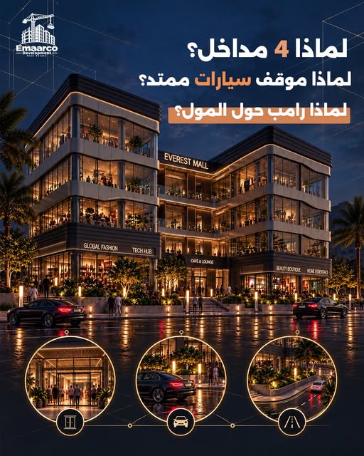4 مداخل رئيسية • باركينج ممتد • رامب دائري